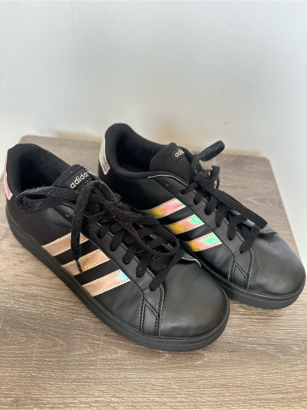 Adidas Black Sneakers Iridescent Size 6